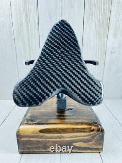Carbon Fiber Megalodon Tooth! Limited Edition Stand Included Over 5.5 inches