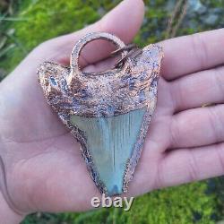 Electroformed Real MEGALODON SHARK TOOTH FOSSIL NECKLACE Statement Jewelry