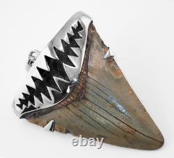 Fossil Megalodon Shark Tooth Pendant Megalodon Tooth with Sterling Silver Cap