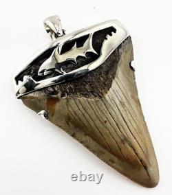 Fossil Megalodon Shark Tooth Pendant Megalodon Tooth with Sterling Silver Cap