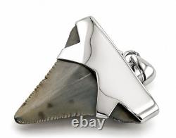 Fossil Megalodon Shark Tooth Pendant Megalodon Tooth with Sterling Silver Cap