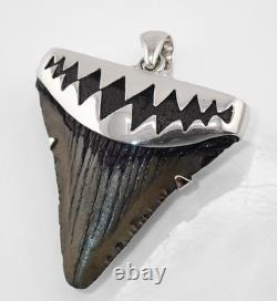 Fossil Megalodon Shark Tooth Pendant Megalodon Tooth with Sterling Silver Cap