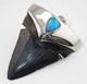 Fossil Shark Tooth Pendant Carcharocles Megalodon W Silver Cap And Opal Accent