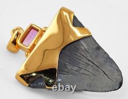Fossil Shark Tooth Pendant Megalodon Tooth 24 K Gold Over Sterling Silver