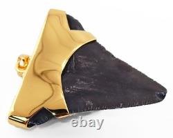 Fossil Shark Tooth Pendant Megalodon Tooth with 24 K Gold Over Sterling Silver