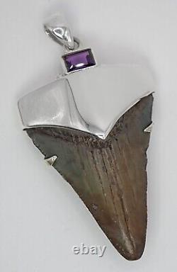 Fossil Shark Tooth Pendant Megalodon Tooth with Sterling Silver Cap, Meg Teeth