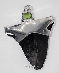 Fossil Shark Tooth Pendant Megalodon Tooth with Sterling Silver Cap, Meg Teeth