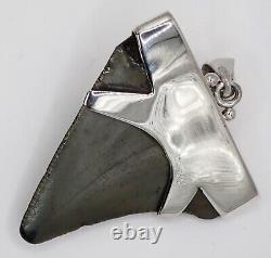 Fossil Shark Tooth Pendant Megalodon Tooth with Sterling Silver Cap, With Opal