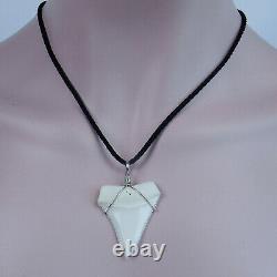 GemShark Shark Tooth Necklace 1.6 inch Great White Megalodon Necklace Charms