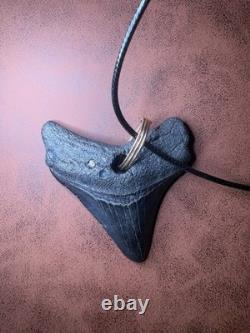 ITALIAN 14k YELLOW GOLD MEGALODON SHARK TOOTH FOSSIL PENDANT 15.73G