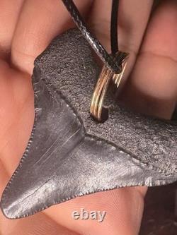 ITALIAN 14k YELLOW GOLD MEGALODON SHARK TOOTH FOSSIL PENDANT 15.73G Lot #77