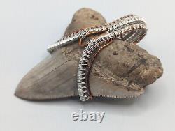 LARGE Megalodon Shark Tooth Pendant Charm Fossil, Wire Wrapped For Necklace