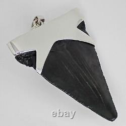 Large Fossil Meg Shark Tooth Pendant Megalodon Tooth with Sterling Silver Cap