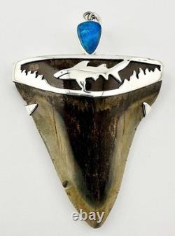 Large Megalodon Shark Tooth Pendant Megalodon Tooth with Sterling Silver Cap