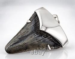 Large Megalodon Shark Tooth Pendant Megalodon Tooth with Sterling Silver Cap-P