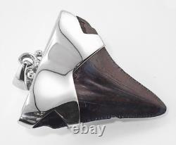Meg Shark Tooth Pendant Megalodon Tooth with 925 Silver Cap & Australian Opal