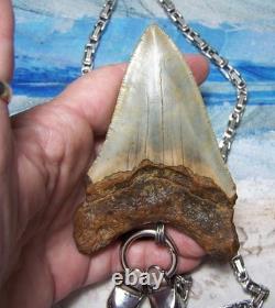 Megalodon Shark Tooth 3 1/2 Real Shark Teeth Necklace Fossil Huge Viking Gem