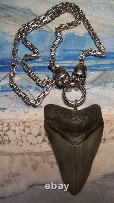 Megalodon Shark Tooth 3 1/4 Real Shark Teeth Necklace Fossil Big Viking Gem