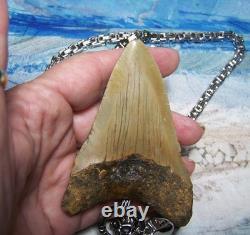 Megalodon Shark Tooth 3 1/4 Real Shark Teeth Necklace Fossil Huge Viking Gem