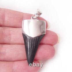 Megalodon Shark Tooth 925 Solid Sterling Silver Pendant Mens Jewelry Surfer Gift