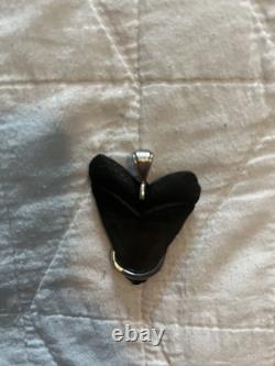Megalodon Shark Tooth Fossil Pendant Set in Sterling Silver