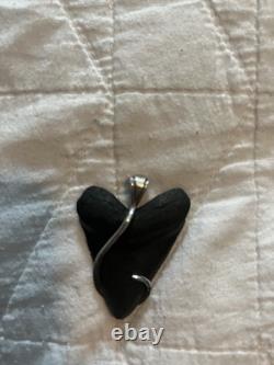 Megalodon Shark Tooth Fossil Pendant Set in Sterling Silver