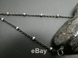 Vintage Megalodon Fossil Shark Tooth Set With Four Diamonds 925 Chain Necklace
