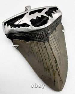 X-Large Megalodon Shark Tooth Pendant Megalodon Tooth with Sterling Silver Cap